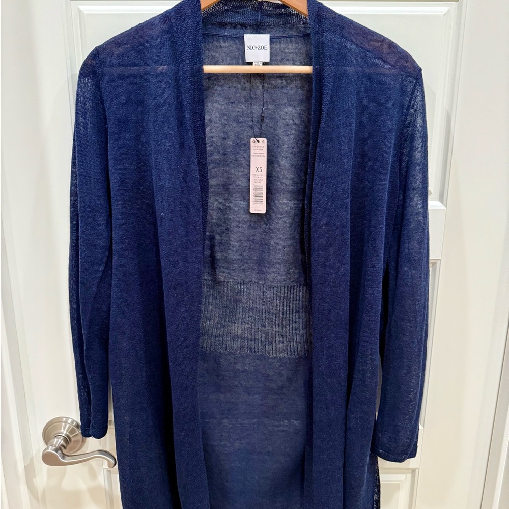 NIC+ZOE LIGHTWEIGHT LONG BACK OF THE CHAIR CARDIGAN